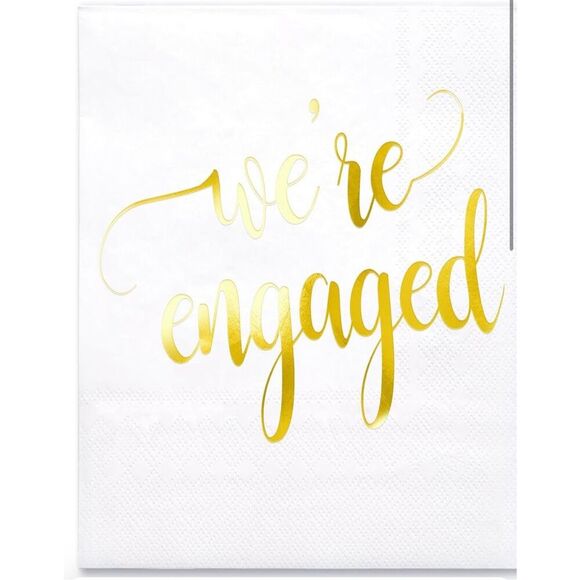 NEW 100 We're Engaged Napkins 3 Ply Paper Tableware Party Wedding - Picture 1 of 6